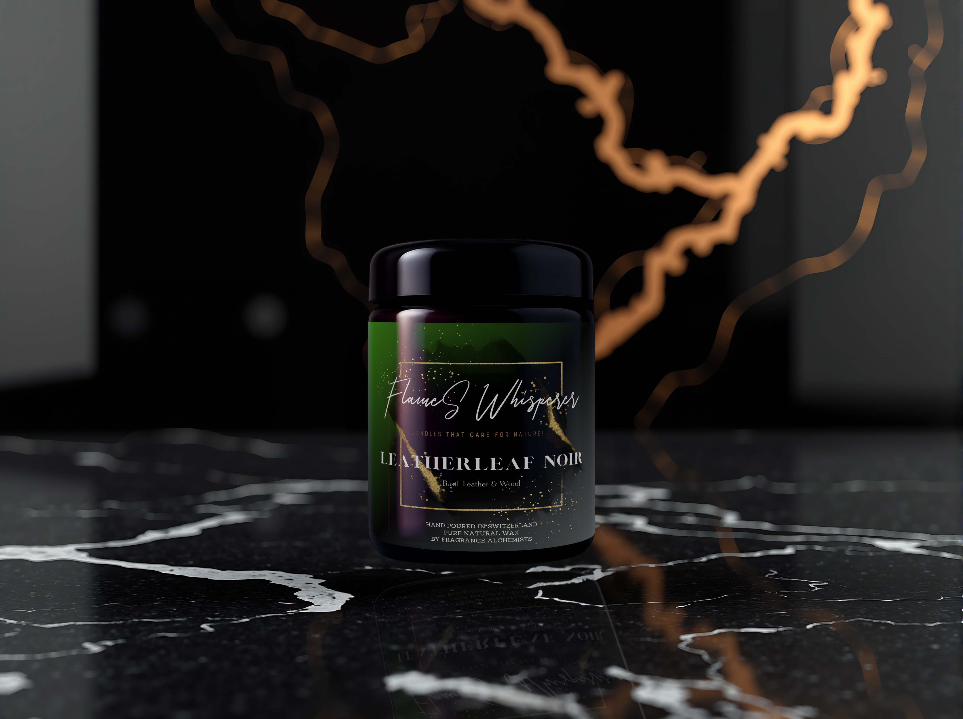 Lederblatt Schwarz - Duftkerze